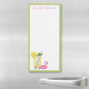 Glass of Lemonade With Flamingo Magnetic Notepad