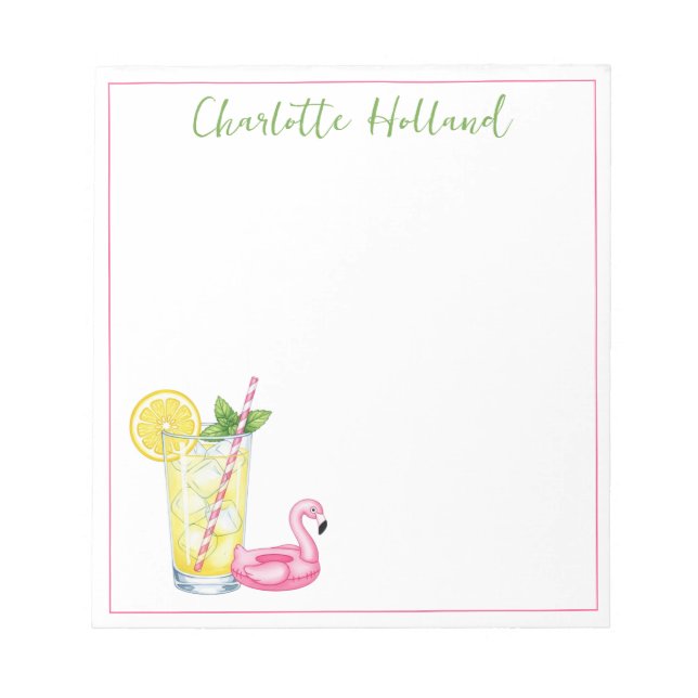 Glass of Lemonade With Flamingo Notepad (Front)