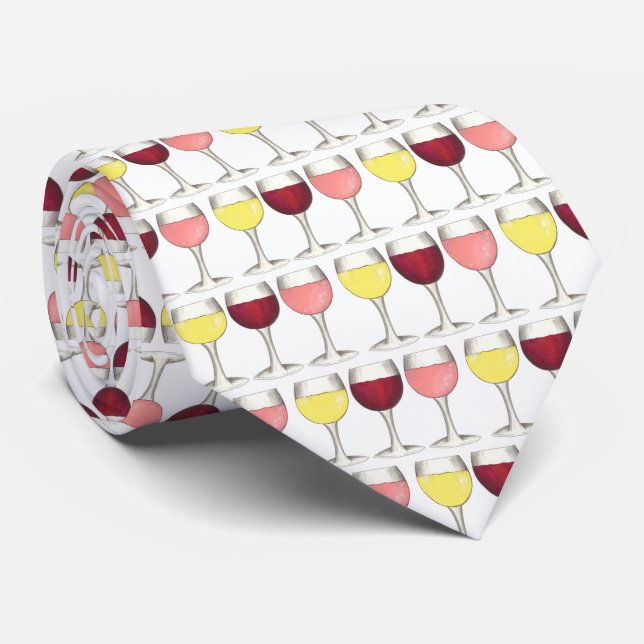 Glass of Red White Rosé Glasses Winery Wine Lover Neck Tie (Rolled)