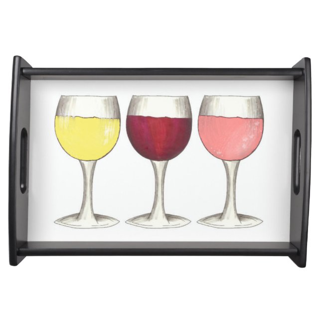 Glass of Red White Rosé Glasses Winery Wine Lover Serving Tray (Front)