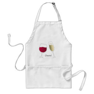 Glass of Red wine and champagne chef Adult Apron