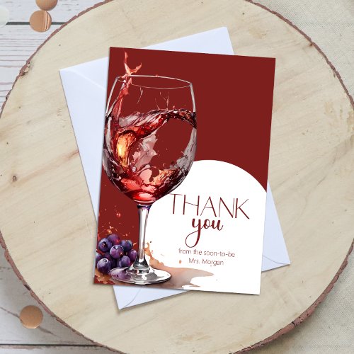 Glass of red wine Bridal Shower Thank You Card