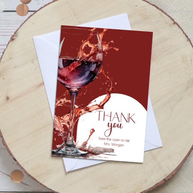 Glass of red wine Bridal Shower Thank You Card (Creator Uploaded)