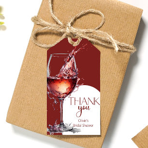 Glass of red wine Bridal Shower Thank You Gift Tags