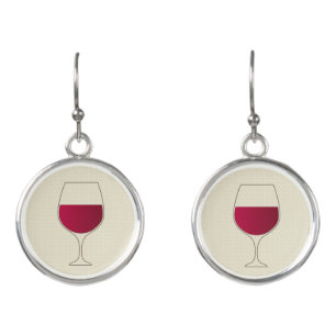 Glass of red wine earrings