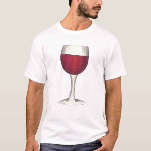 Glass of Red Wine Merlot Cabernet Tasting Drinking T_Shirt
