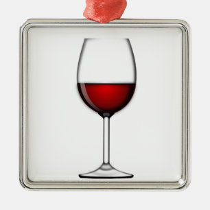 GLASS OF RED WINE METAL ORNAMENT