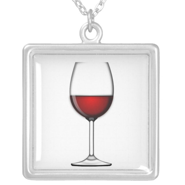 GLASS OF RED WINE SILVER PLATED NECKLACE (Front)