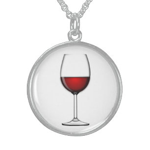 GLASS OF RED WINE STERLING SILVER NECKLACE