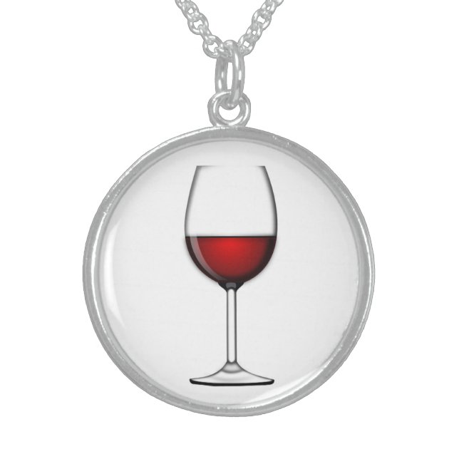 GLASS OF RED WINE STERLING SILVER NECKLACE (Front)