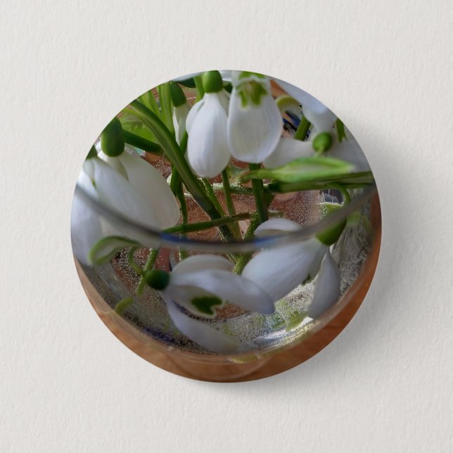 glass of snowdrops pinback button (Front)
