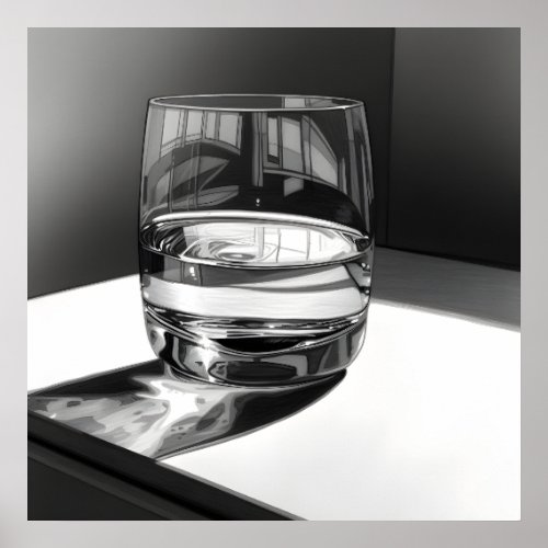Glass of Water Sketch Poster