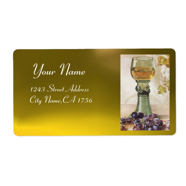 GLASS OF WHITE WINE, OLD GRAPE VINEYARD  PARTY LABEL (Front)