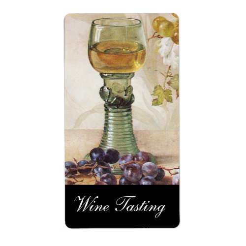 GLASS OF WHITE WINE OLD GRAPE VINEYARD PARTY LABEL