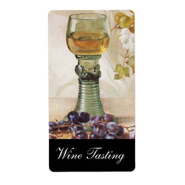 GLASS OF WHITE WINE ,OLD GRAPE VINEYARD PARTY LABEL (Front)