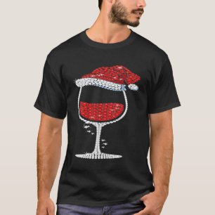 Glass Of Wine Christmas Santa Hat T-Shirt