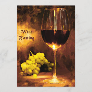 Glass of Wine, Green Grapes, Candlelight Tasting Invitation
