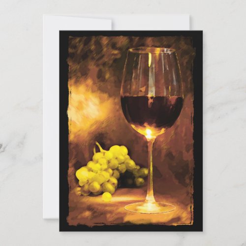 Glass of Wine  Green Grapes in Candlelight Invitation