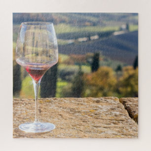 Glass of Wine in Tuscany Jigsaw Puzzle