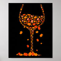 Glass Of Wine Maple Leaf Autumn Fall Funny Drink W