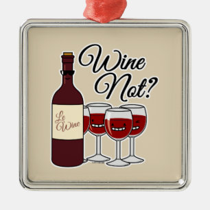 Glass of Wine not grapes alcohol red rose pinot am Metal Ornament