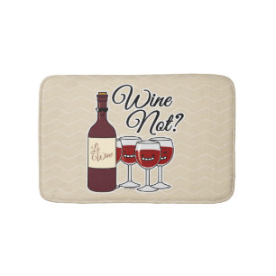 Glass of Wine not grapes alcohol red rose pinot Bath Mat