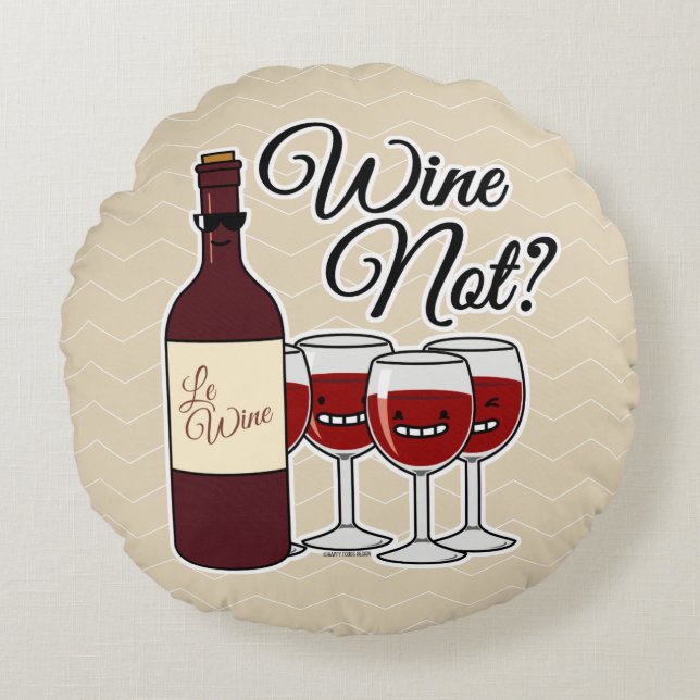 Glass of Wine not grapes alcohol red rose pinot Round Pillow (Front)