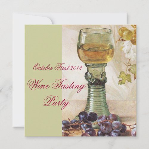 GLASS OF WINE OLD GRAPE VINEYARD PARTY INVITATION