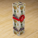 GLASS OF WINE, OLD VINEYARD ,RED WAX SEAL MONOGRAM WINE GIFT BOX<br><div class="desc">Elegant, classy monogram design for wine tasting party in bright black, white, yellow green.Beautiful hanged red yellow, green grapes, grape vines , fall leaves.Part from classical , elegant vintage style still life collection " Season's Fruits ".This classy design is perfect for Autumn weddings, anniversary celebrations, Sweet 16 birthdays, save the...</div>