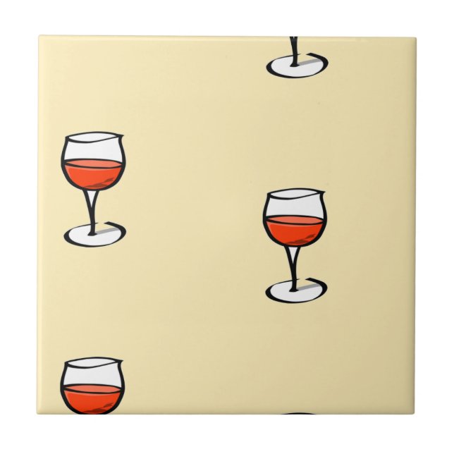 Glass of wine on orange ceramic tile (Front)