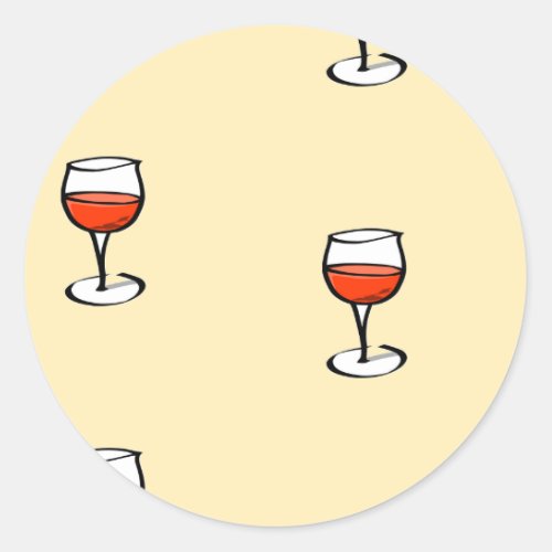 glass of wine on orange classic round sticker