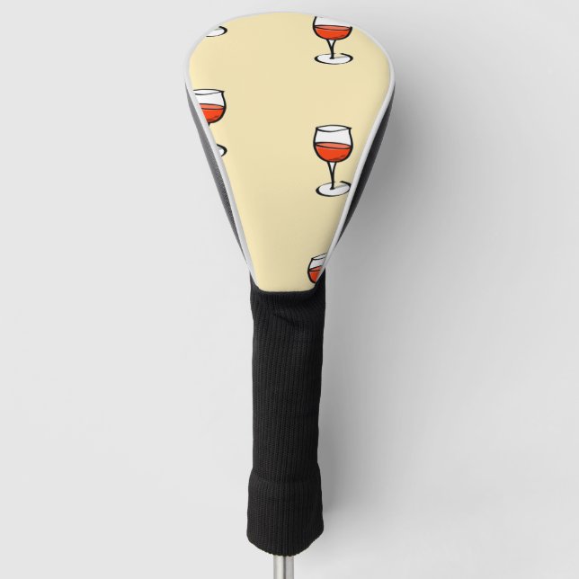 Glass of wine on orange golf head cover (Front)