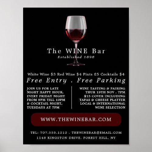 Glass of Wine Wine BarWinery Advertising Poster