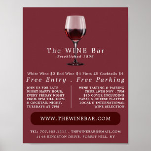 Glass of Wine, Wine Bar/Winery Advertising Poster