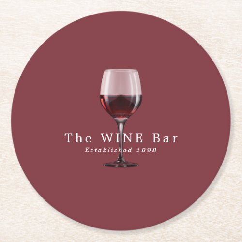 Glass of Wine Wine BarWinery Round Paper Coaster