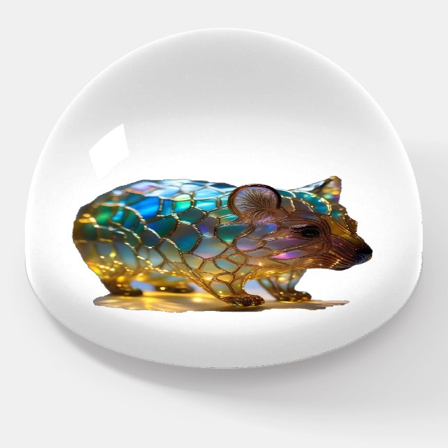 Glass Opalized Australian Wombat, Paperweight (Angled)