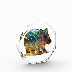 Glass Opalized Australian Wombat, Photo Block