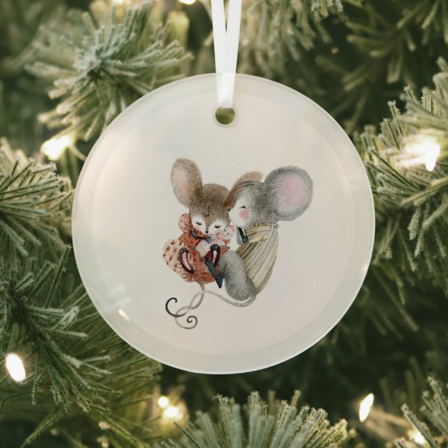 Glass Ornament - Christmas Mice (Insitu)