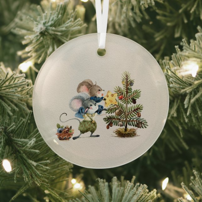 Glass Ornament - Christmas Mice (Insitu)