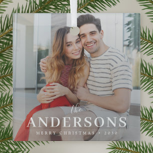 Glass Ornament Elegant Christmas Mr & Mrs Photo