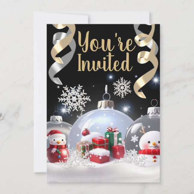 Glass Ornaments/Snow Gold/Invitation Invitation (Front)