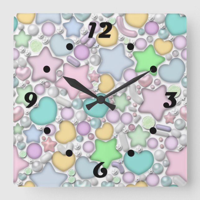 Glass ornaments square wall clock (Front)