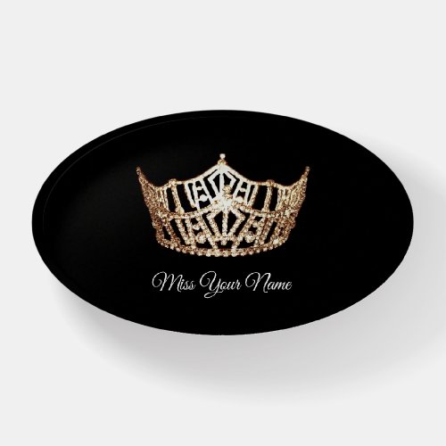 Glass Paper Weight_Miss America Replica Crown Paperweight