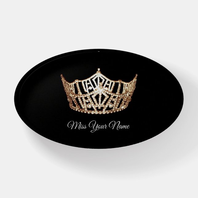Glass Paper Weight-Miss America Replica Crown Paperweight (Front)
