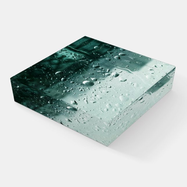 Glass Paper Weight Water Droplets  (Angled)