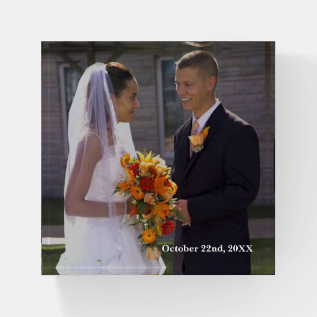 Glass Paperweight Template Your Photo Desk Gift (Front)
