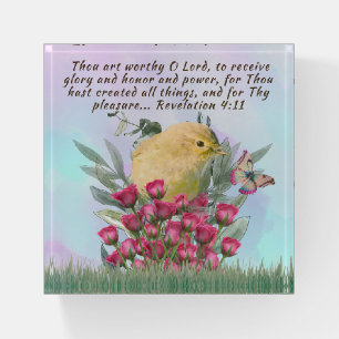 Glass Paperweight with bible verse -nature scene