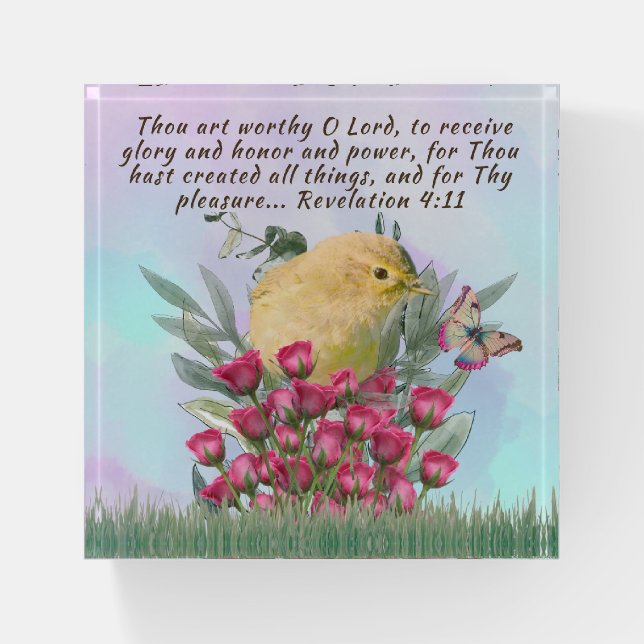 Glass Paperweight with bible verse -nature scene (Front)