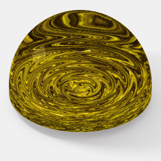 Glass Paperweight with liquid gold vortex design!
