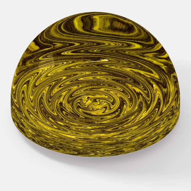 Glass Paperweight with liquid gold vortex design! (Angled)